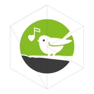 Logo mit einem Singvogel auf einem Ast